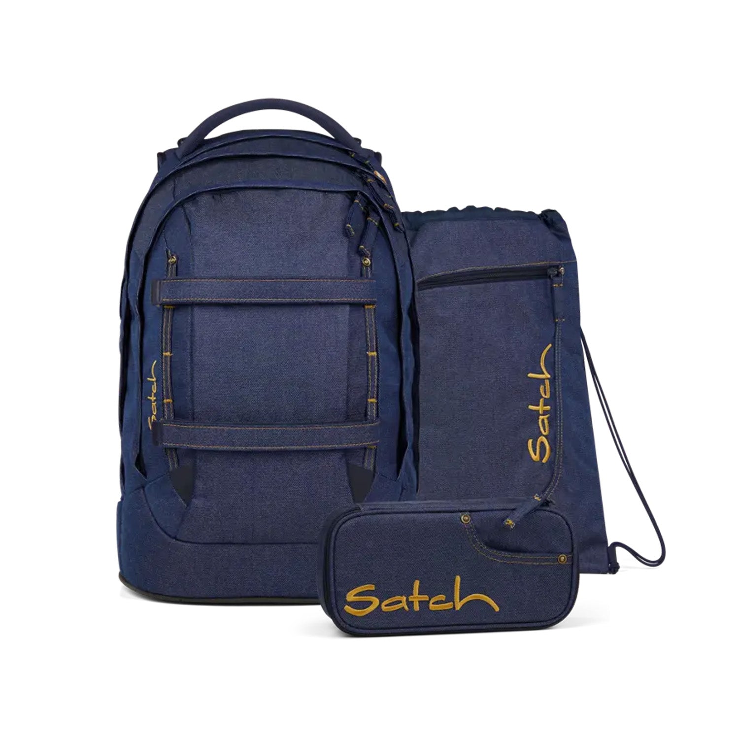 Satch Pack Next Denim - Schulrucksack Set 3-tlg.