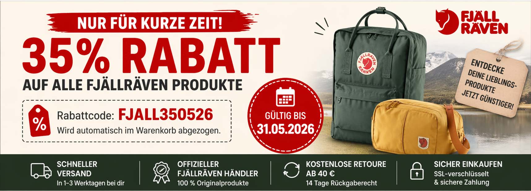Fjällräven Rabatt 35% bis 31.05.2026