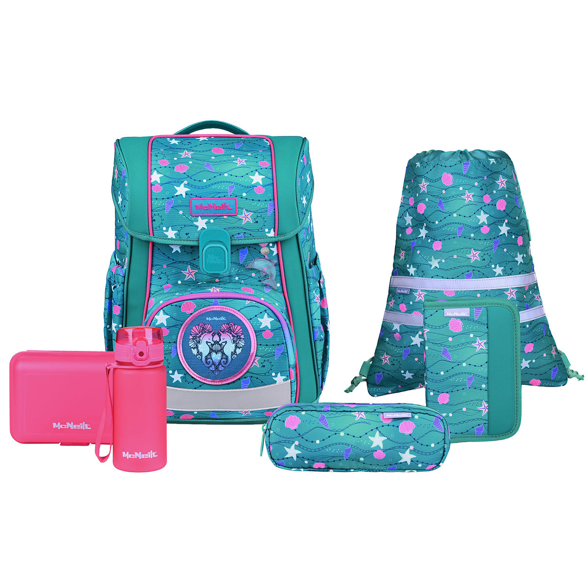 Lot Accessoires Cartable McNeill Magneti-Set 3 Pièces - Skateboard Noir/Vert - NEUF