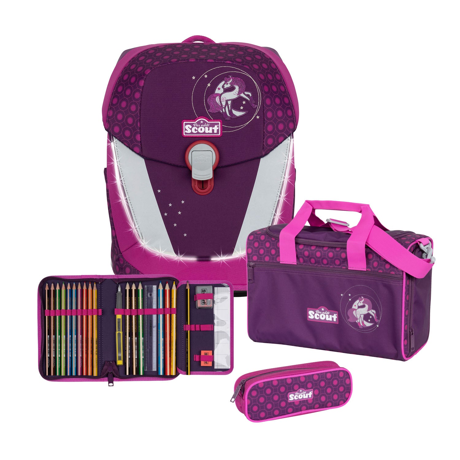 Scout Sunny II Safety Light - Schulranzen-Set 4-teilig